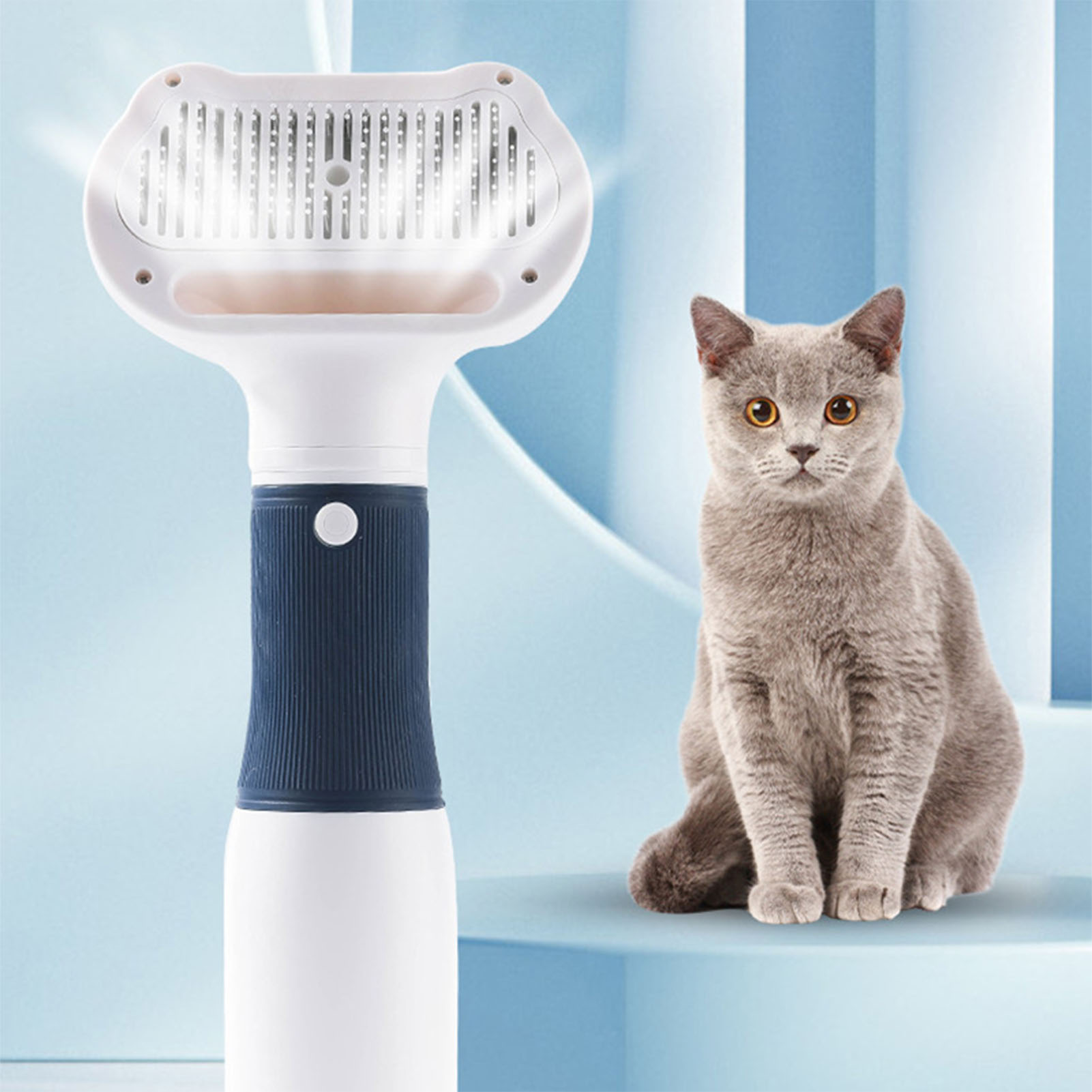 Secador de Pelo de Mascotas con Pelo de Liso, Bajo Ruido, 3 Temperaturas, 600W, 3 en 1, Secador de Pelo para Perros y Gatos, Azul Marino — imagen 5