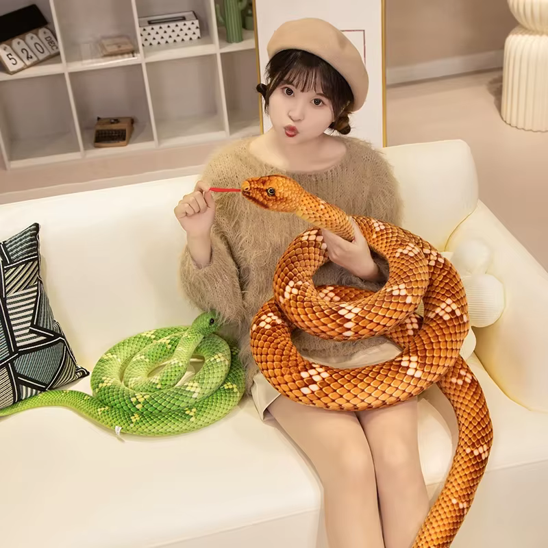 70-280cm Kawaii Snake Plush Toys Pit Viper Realistic Stuffed Cobra Animal Soft Cotton Cuddly Doll Python Birthday Gifts for Boys — image 6