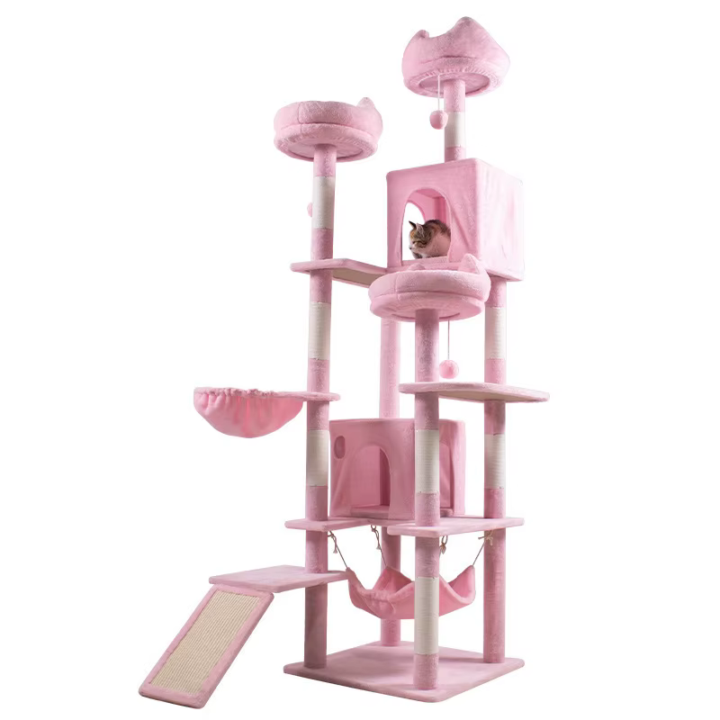 Árbol de gato de varios niveles con postes de rascado y condominio acogedor para gatos grandes — imagen 3