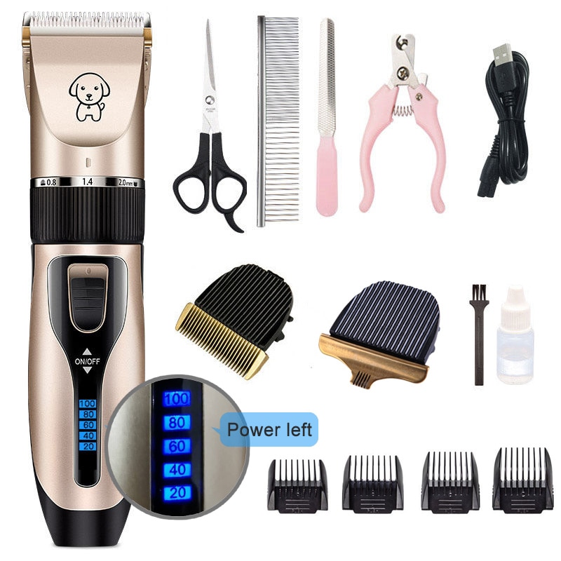Pet Cat Dog clippers professional Dogs grooming clipper groomer kit USB Rechargeable Low-noise Pets Hair Trimmer Display battery — image 7