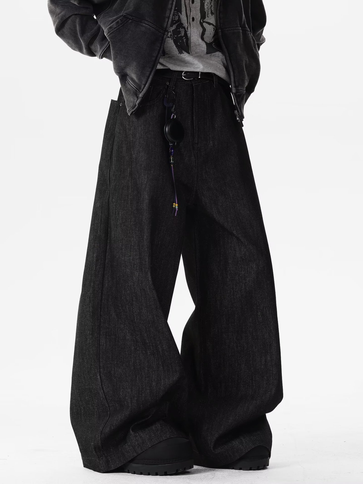 Red Dragon Embroidery Knife Jeans Men Loose Casual Cargo Wide Leg Long Pants — image 7