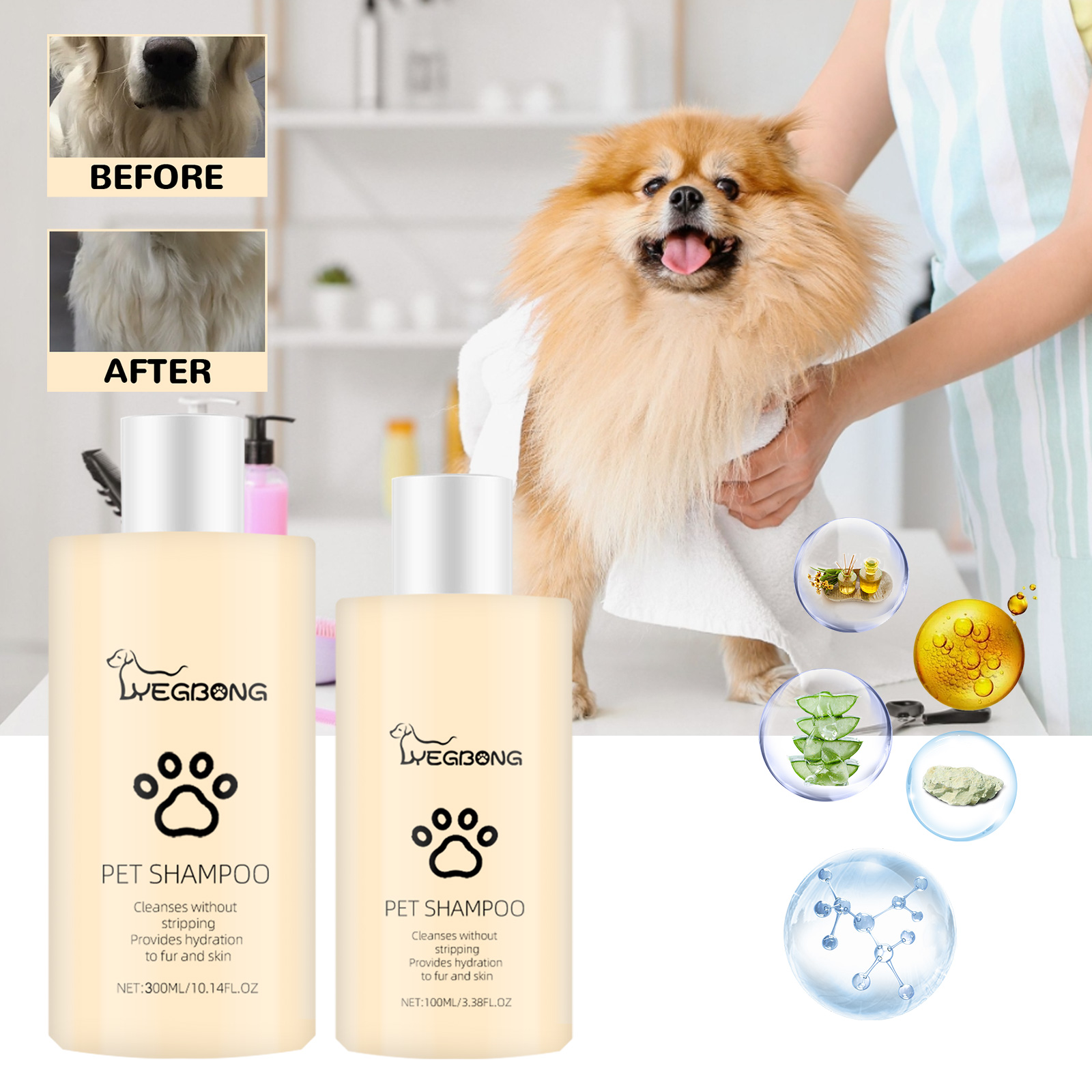 Pet Shampoo, Gentle Cleansing Of Pet Cat And Dog Hair With Smooth Unknotted Shampoo — image 5