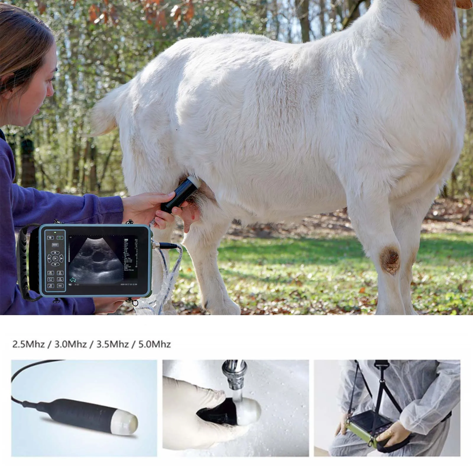 Escáner de Ultrasonido Veterinario Portátil para Embarazo Máquina B-Ultrasound con Probeta Convexa 3.5MHz para Cerdos Ovejas Perros Animales