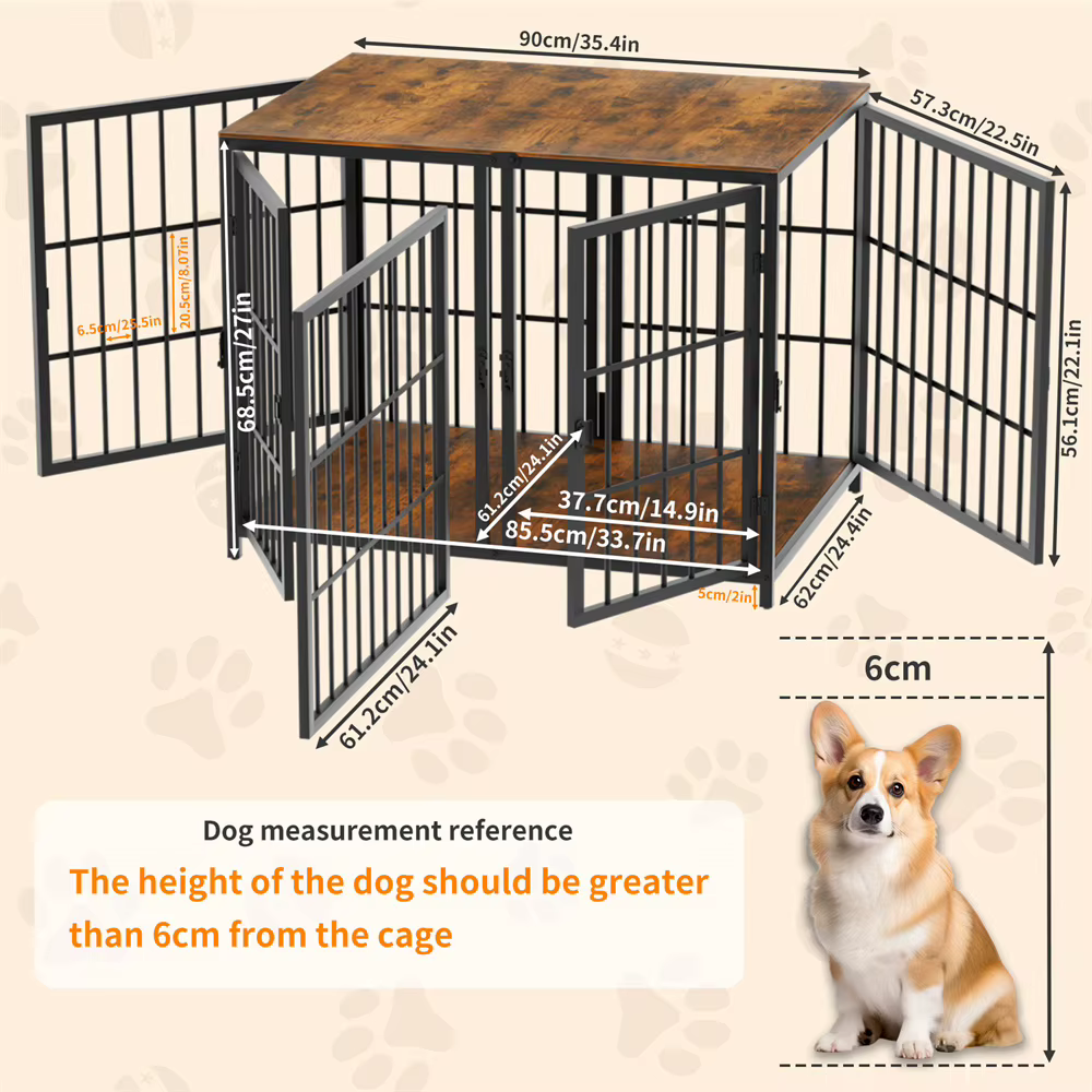 Caja de Perro Ultra Espesa con Partición Removible y 4 Puertas para 2 Pequeños o 1 Medio Grande — imagen 6