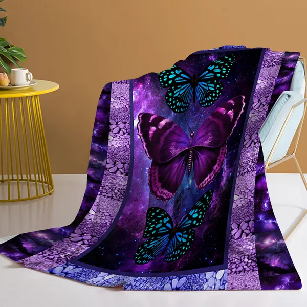 Manta de Algodón Suave con Diseño de Mariposas - Un Achatado y Calentito Tapiz para Oficina, Cama, Camping y Viajes - Regalo Versátil para Todos los Estaciones — imagen 1