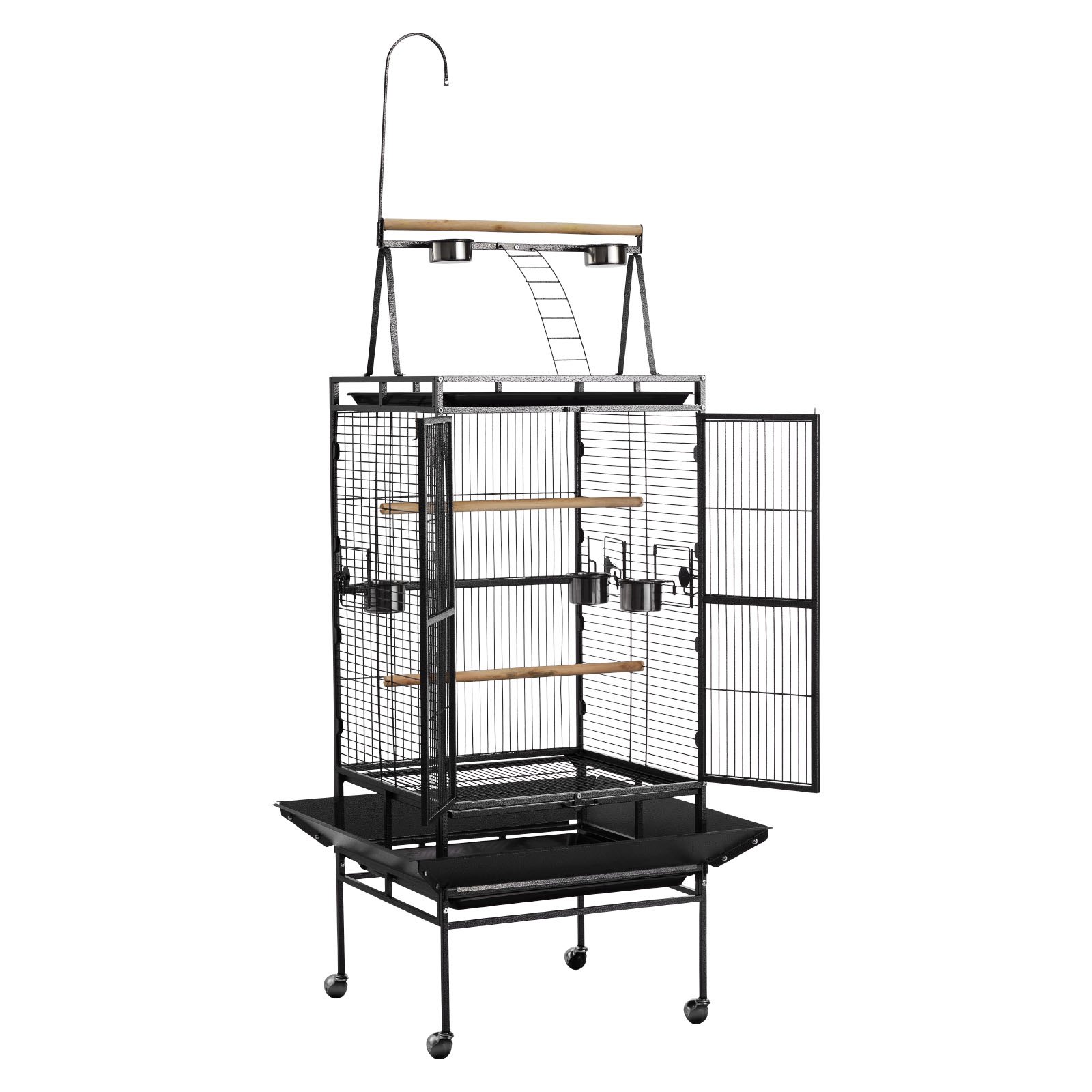 Bird Cage, 32.7 X 31.1 X 82.7 Inch, Open Flat Top, Wrought Iron Bird Flight Cage With Perches, Slide-Out Tray, Plastic Feeders, For Cockatiel, Monk Parakeet, Amazon Parrot, African Grey Parrot — image 1