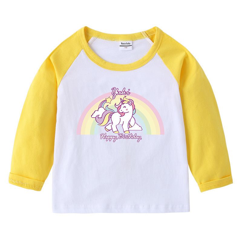 Unicorn cotton shoulder T-shirt with round neck and long sleeves as the base — image 6