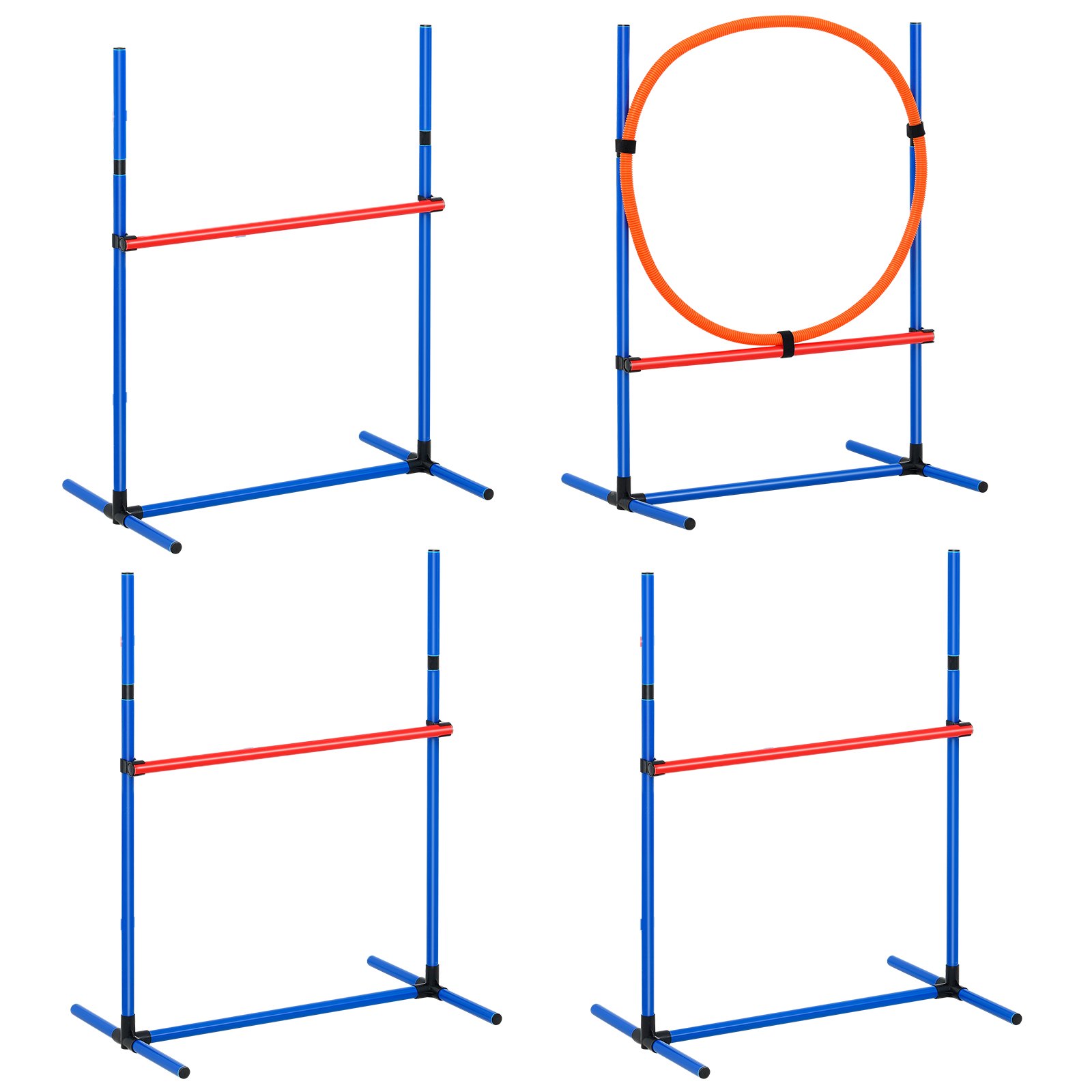 Equipo de Entrenamiento de Agilidad para Perros, Conjunto de 4 Piezas - Barras de Salto Ajustables y Anillo de Salto con Alambre, Curso de Obstáculos para Cachorros con Bolsa de Almacenaje para Jardín, Interior, Exterior — imagen 1