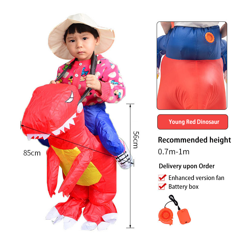 Ropa Inflable de T-Rex para Niños con Dinosauro 3D, Color Rojo, Para Adultos que Montan — imagen 8
