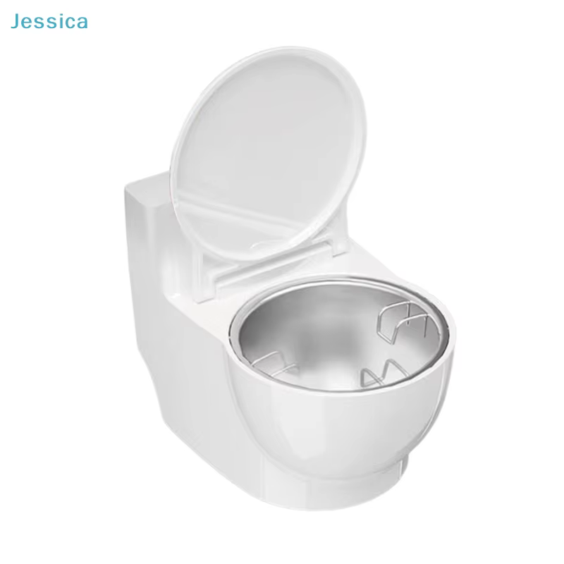 Creative Toilet Pet Bowl - Elevated Stainless Steel Feeder with Dust-Proof Lid for Cats & Small Dogs — image 2