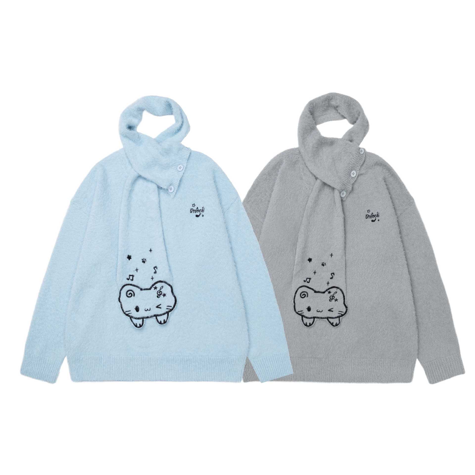 Simple pen cat embroidery sweater — image 6
