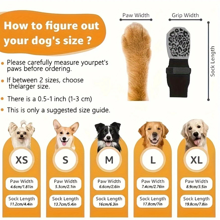 Non-slip Bottom Cotton Socks for Large Dogs, Quiet Pet Socks with Black Leopard Print, Dog Shoes for — image 4
