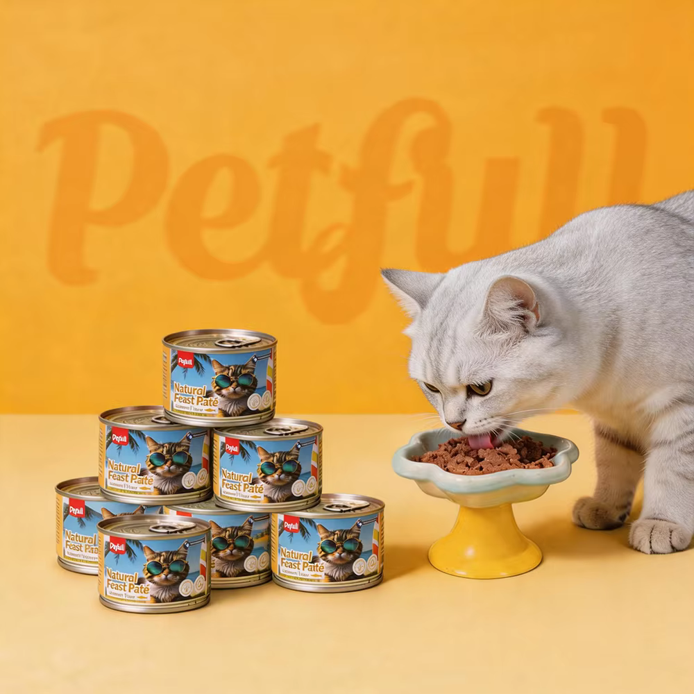 Comida enlatada para mascotas de Petfull - 170g x 24 latas, sabor salmón, pollo, atún y carne de ternera para gatos y perros — imagen 1