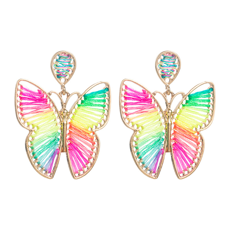 Fashion Alloy Hand-Woven Butterfly Earrings Creative Exaggerated Trend Hollow Earrings — image 2