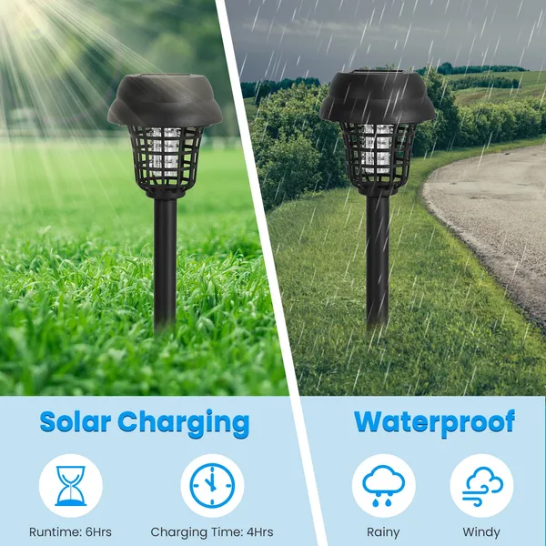 4 Pack Solar Powered Mosquito Zapper Outdoor Insect Killer Torch Waterproof Bug Zapper With UV Light White Light For Yard Garden Farm Patio — imagen 2