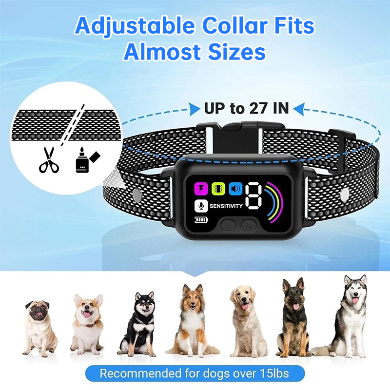 Smart Dog Bark Control Collar w/ Color Screen, Multi Stop Modes, 8-Level Sensitivity, IP67 Waterproof — image 7