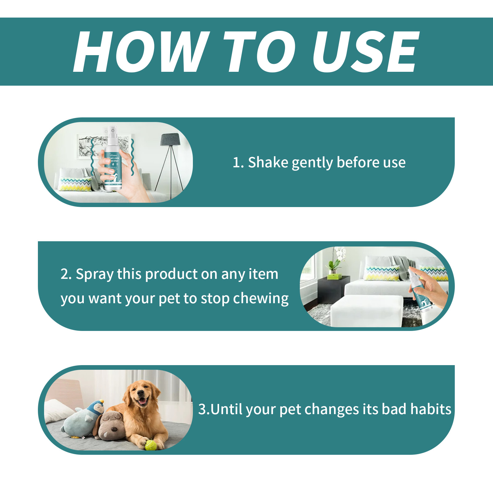 Corrective Chewing Spray For Pets, Anti-Cat/Dog Scratching Sofa Chewing Pet Behavior Modification Spray — image 8