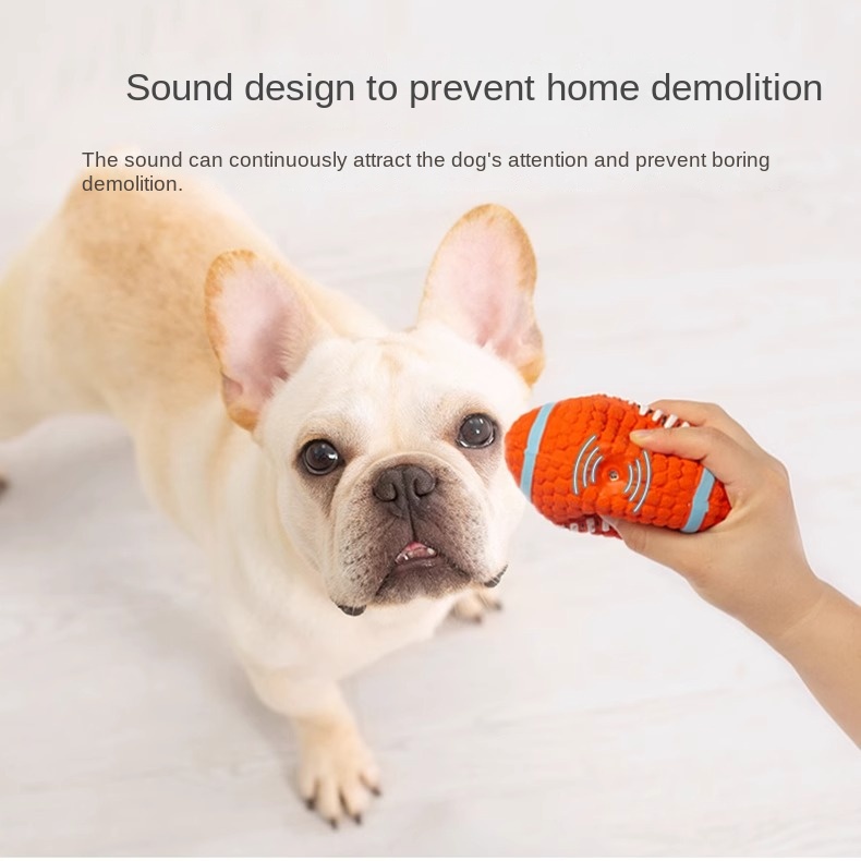 Pelota de Fútbol Rugby con Sonido para Limpiar Dientes, Textura Espesa y Resistente para Perros Grandes Juguetes de Látex — imagen 3