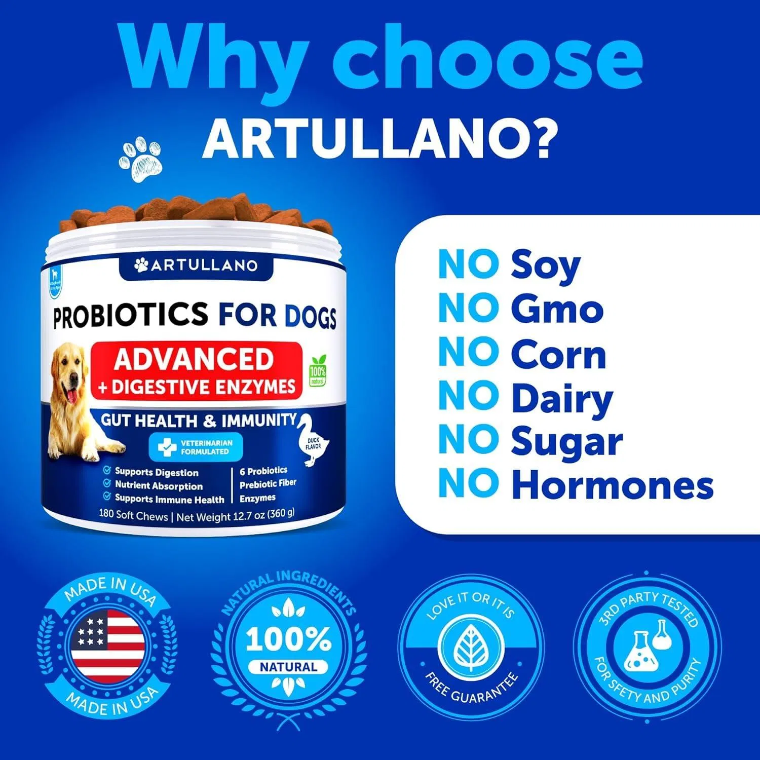 Probióticos para Perros - Apoyo a la Salud Intestinal, Piel Pruriginosa, Alergias y Inmunidad con Prebióticos — imagen 4