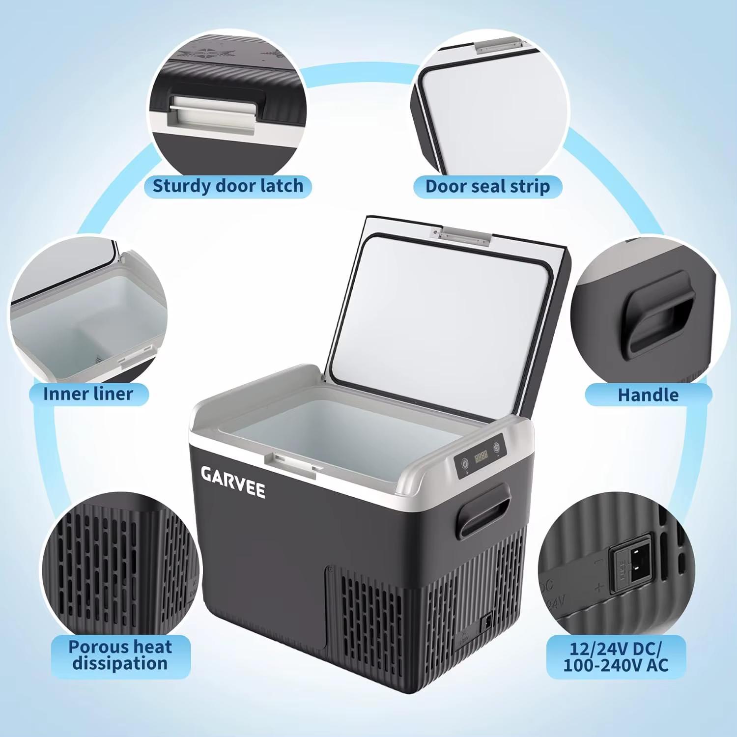 Tacleekii 19OT 18L Protable Car Cooler Mini Refrigerator Portable Freezer Compressor Electric Cooler 12/24V DC 110-240V AC Portable Refrigerator for RV/Truck/Camping -4°F to 68°F — image 2