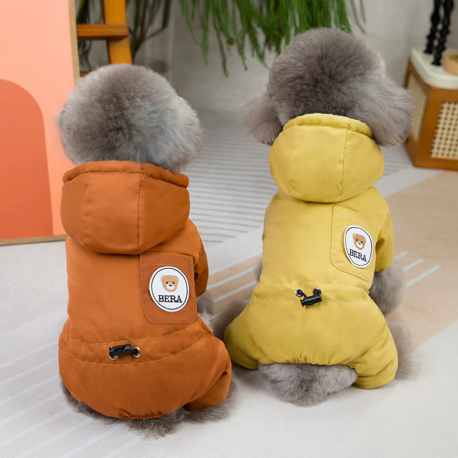 Pet clothes pet dog fotton-padded coat autumn and winter new pet clothing 24 college four-legged cotton-padded coat — image 1