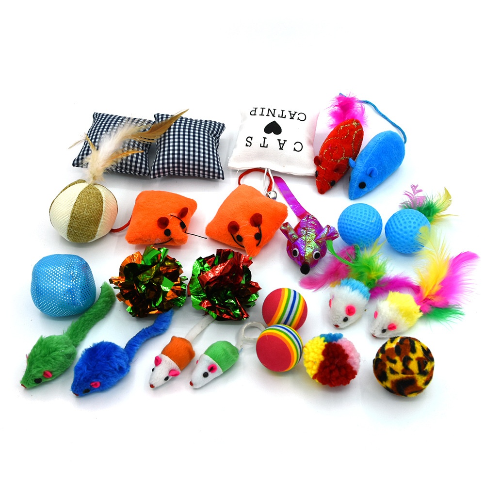 Pet Cat Toy Set Catnip Bag Rainbow Ball Colorful Mouse 24-Piece Toy Set — image 3
