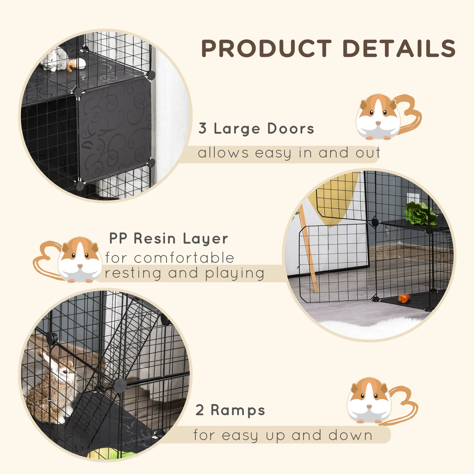56 Panels Pet Playpen Small Animal Cage for Rabbit — image 2