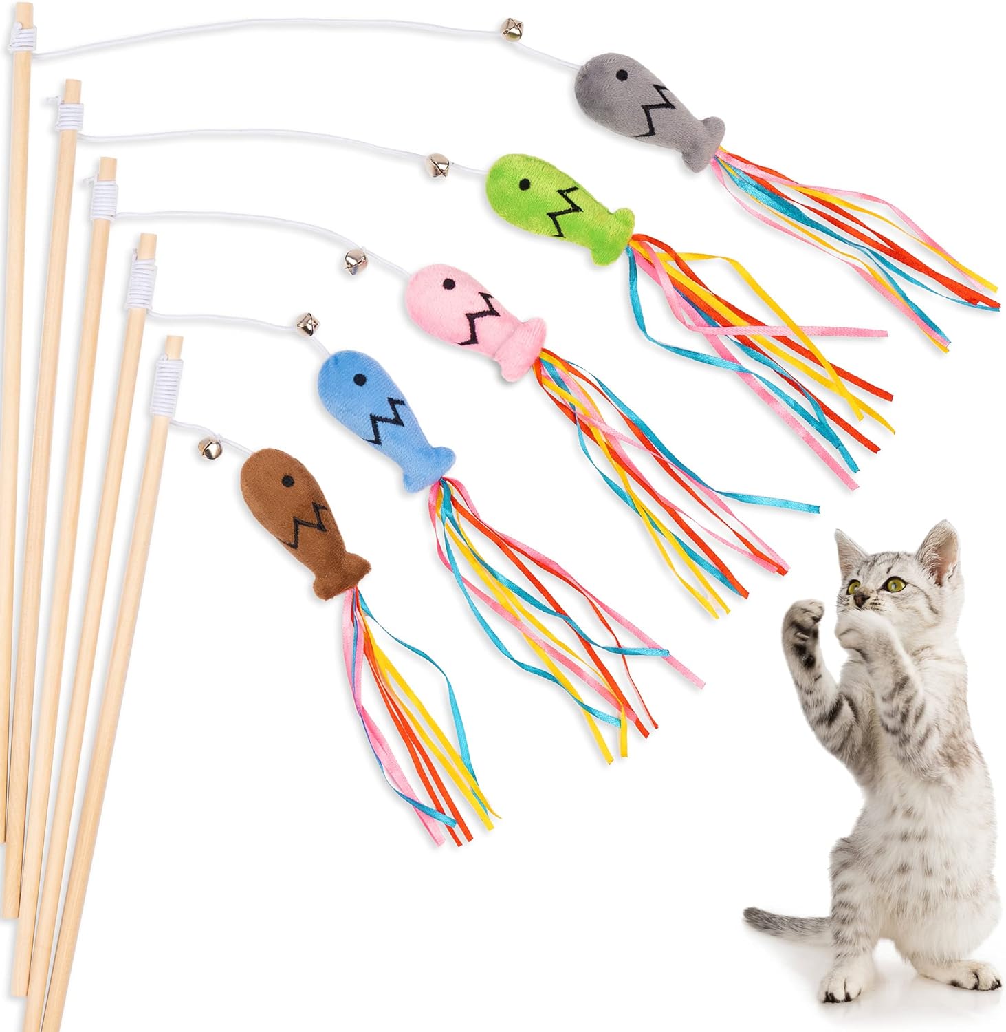Juguetes de Varita para Gatos Interactivos con Aceite de Nepeta, Colores y Sonido: Estimulación Natural para la Instintiva Caza del Felino — imagen 1