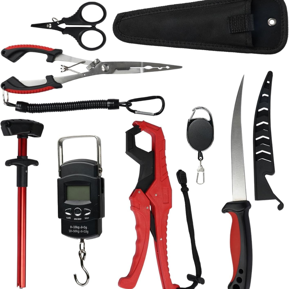 Fishing Tool Kit With Fillet Knife, Hook Remover, Fish Grip & Pliers — image 1