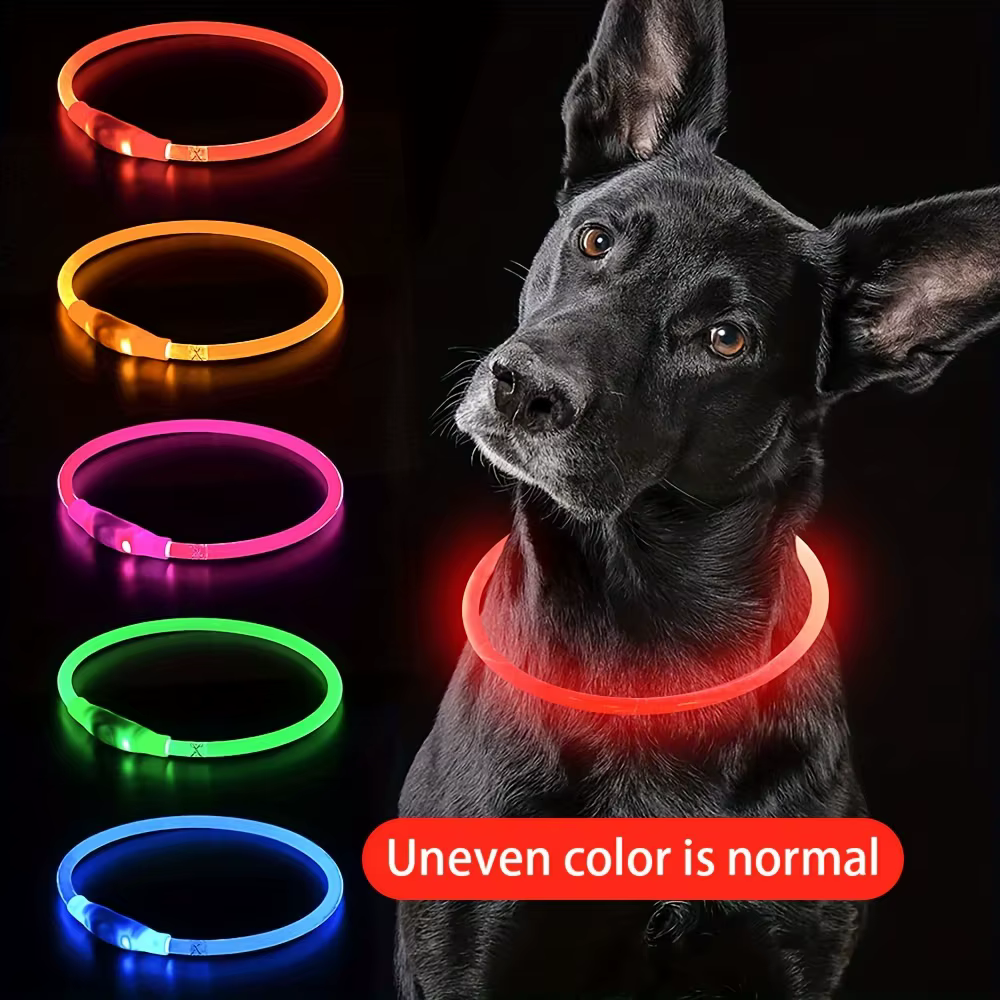Collar de Perro con Luz LED - Identificador de Perros Perdidos, Recargable por USB, Collar de Cuello para Mascotas — imagen 1