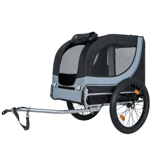 Remolque de Bicicleta Grande Plegable para Perros - Capacidad 100LB, Transporte Seguro para Mascotas en Terrenos Varios, Estructura de Acero Duradero para Ciclismo, Carrera y Aventuras al Aire Libre, Negro-Gris 20 pulgadas de Ancho con Llantas Gordo — imagen 1