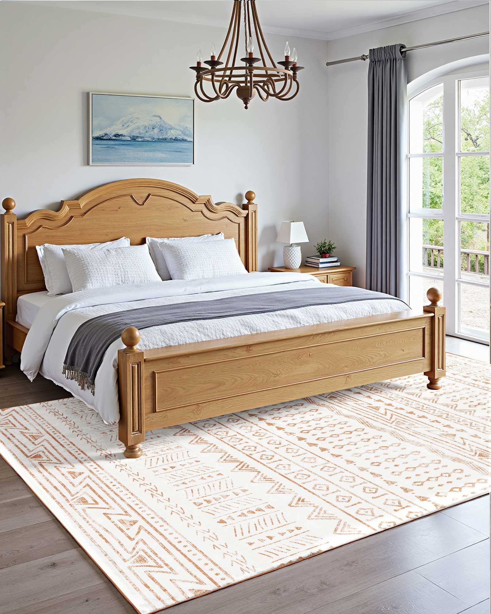 Area Rug, 5 X 8 Ft Large Washable Rug, Non-Slip And Tear-Resistant Soft Carpet, Pet & Child Friendly Modern Area Rugs, Indoor Mat For Bedroom, Office, Living Room, Kids Room, Entryway, Beige — imagen 3