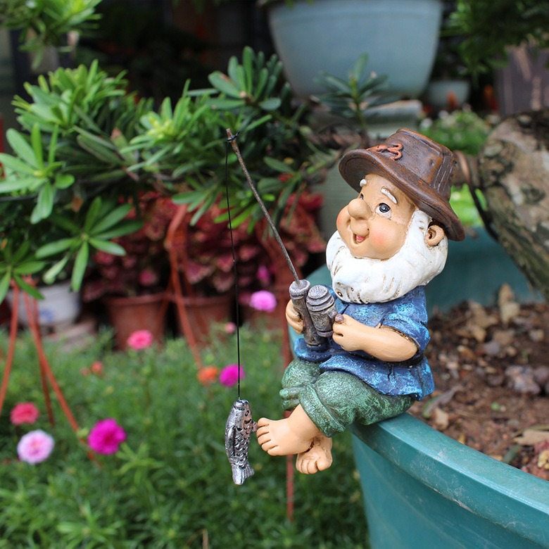 Fishing Dwarf Resin Doll Landscape Flower Pot Resin — image 5