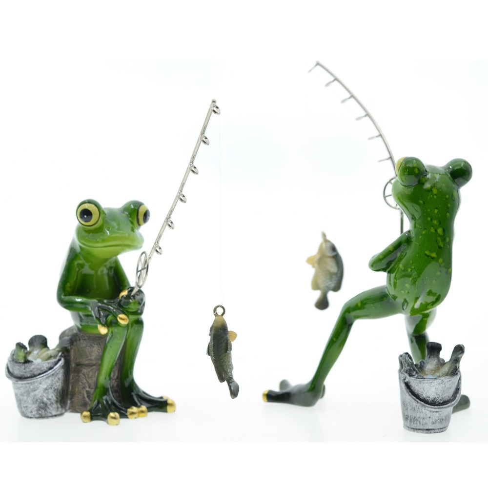Home decoration fishing frog resin ornaments — image 4