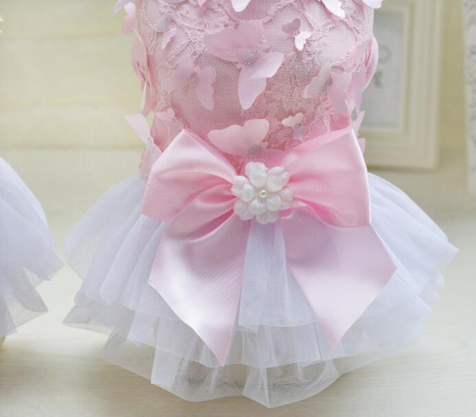 Pet Girl Dog Princess Dress Rose Flower Diamond Formal Wedding Dress Bowknot Small Dog Tutu Skirts Birthday Party Costume — image 5