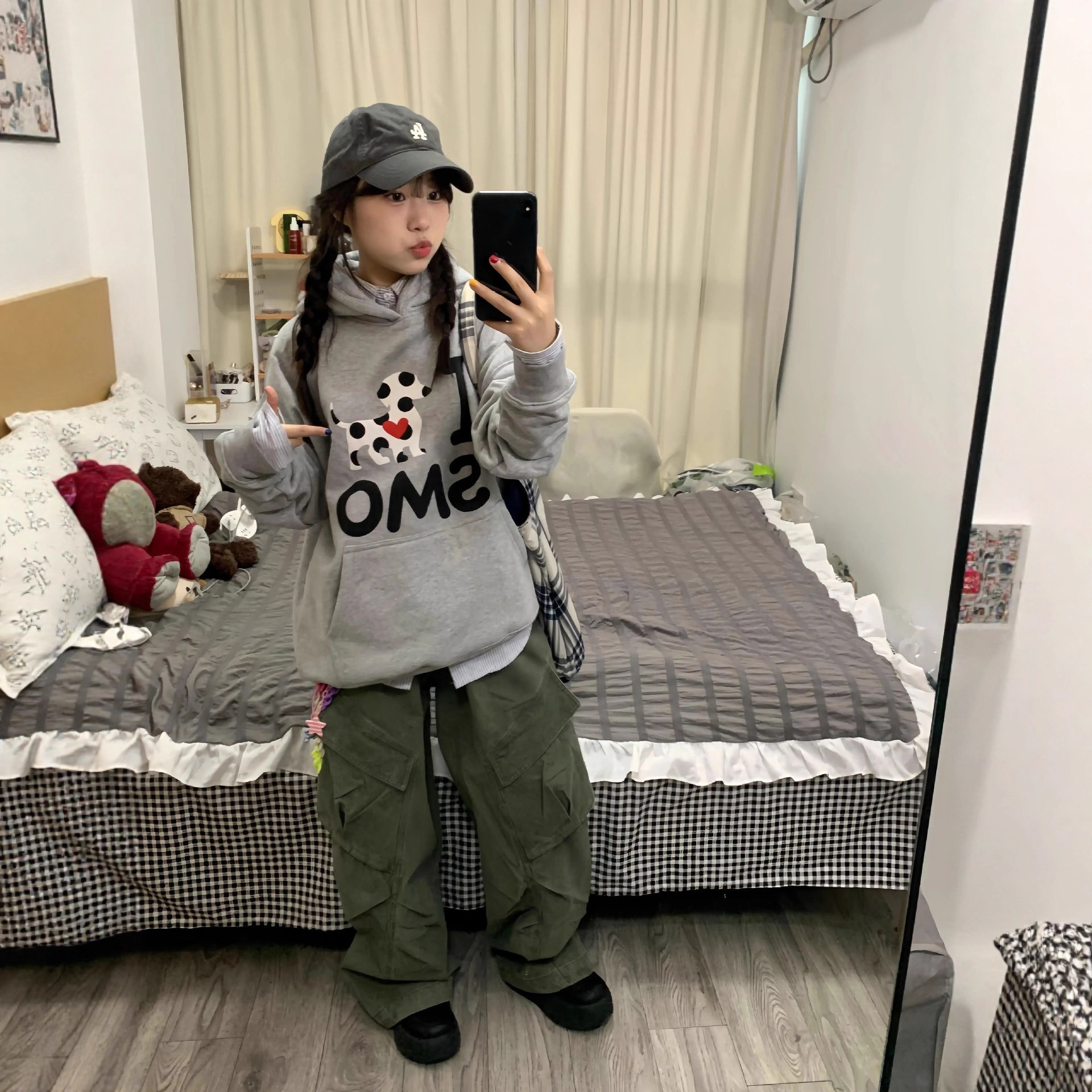 Cute Dog Print Hoodie for Women, College Style, Loose Fit — image 5