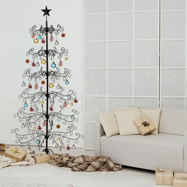 Arbol de Navidad en Hierro Forjado, Soporte para Decoraciones con Ramas Enrolladas y 3 Niveles para Fiestas y Celebraciones — imagen 5