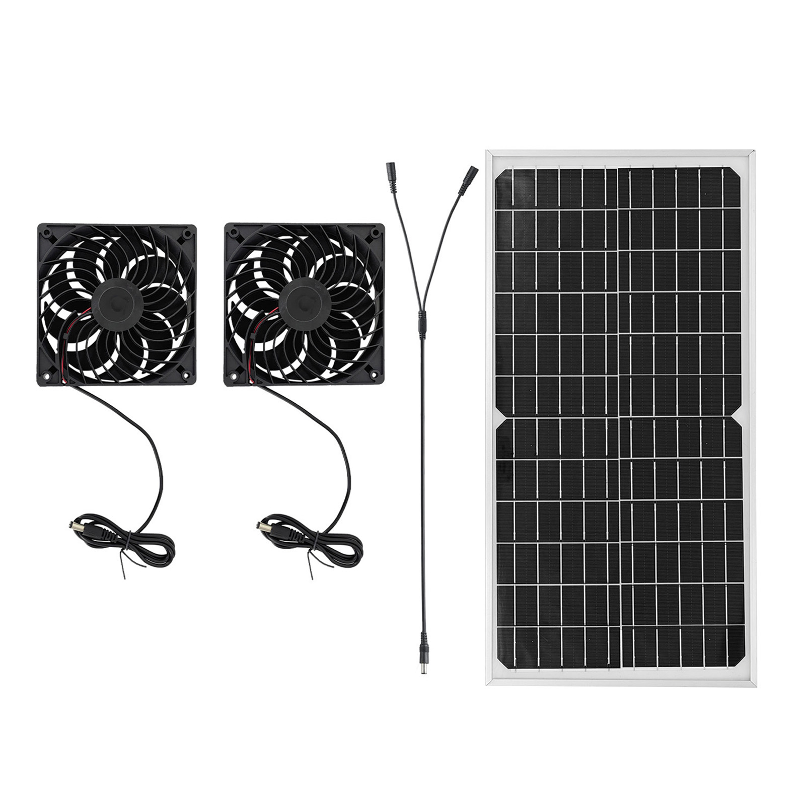 Kit de Ventilador Solar con Paneles Solares de 16W, 2 Ventiladores de Alta Velocidad DC, Ventilación Eléctrica para Invernaderos, Gallineros, Áticos y Almacenes — imagen 1