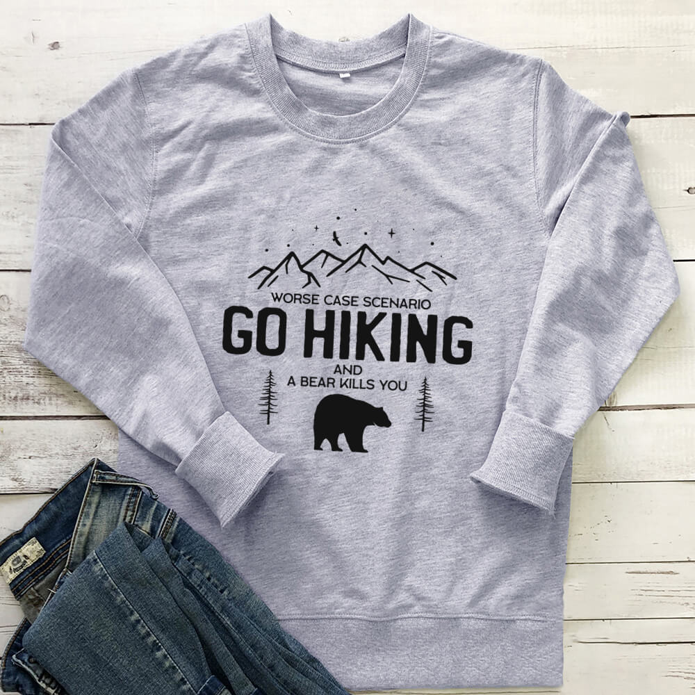 Bear print pattern round neck long sleeved sweatshirt — image 5