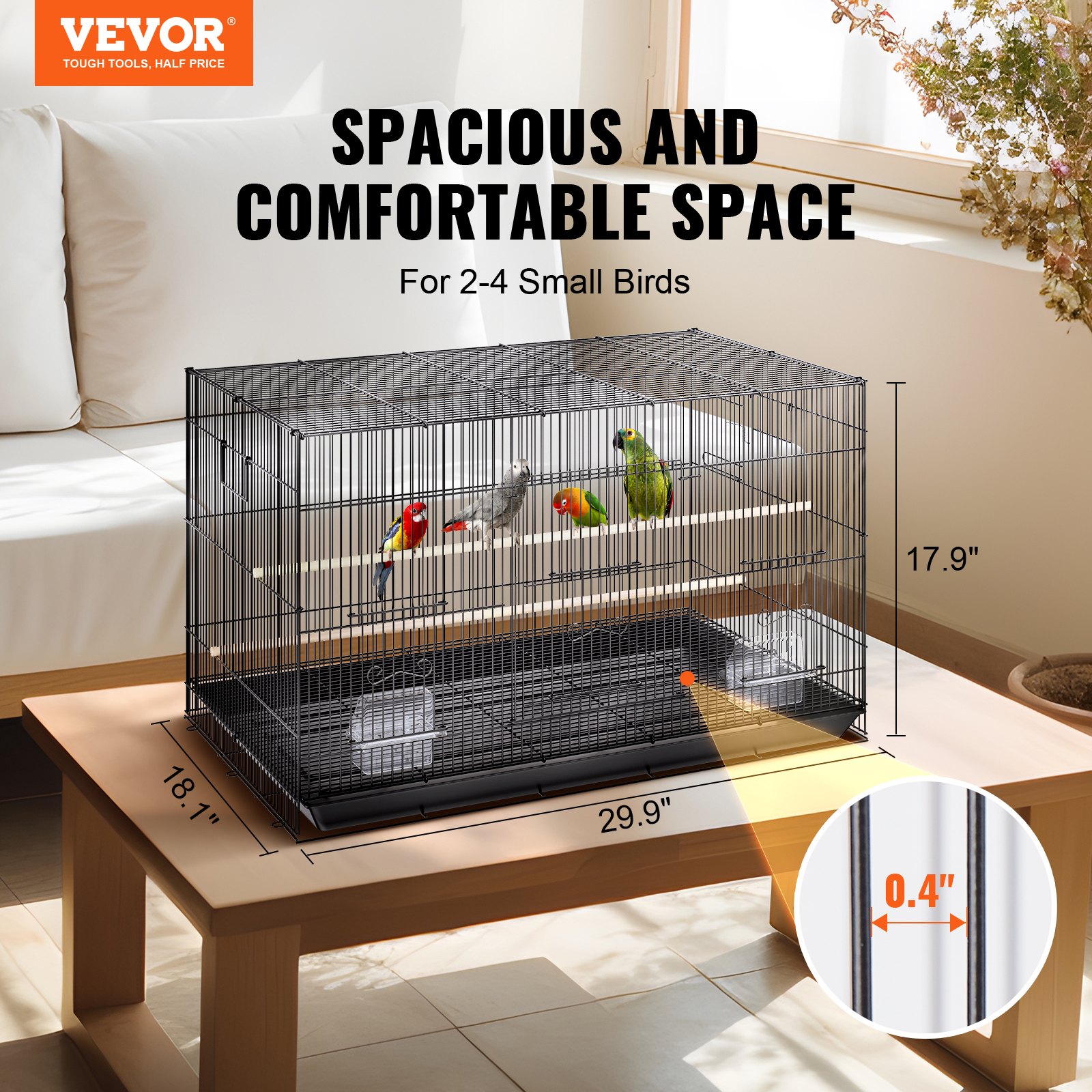 Caja para Pájaros de Metal Grande: Cámaras para Loros, Canarios, Amazones, Budgies y Colibris con Soporte Rodante y Plataforma — imagen 5