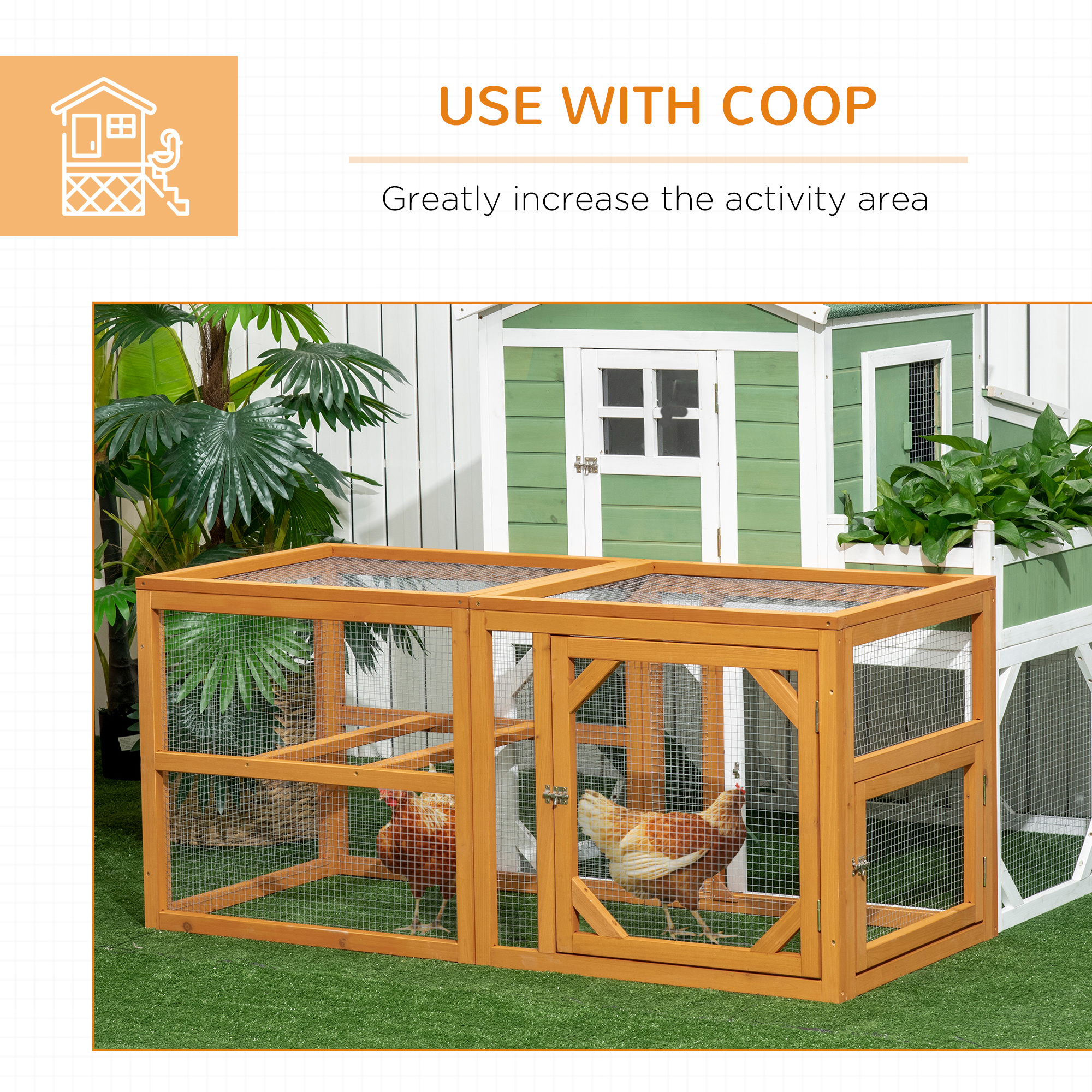 Expansión de Madera para Gallinero de 55", Mini Gallinero Exterior con Corral, Diseño Combinable — imagen 5