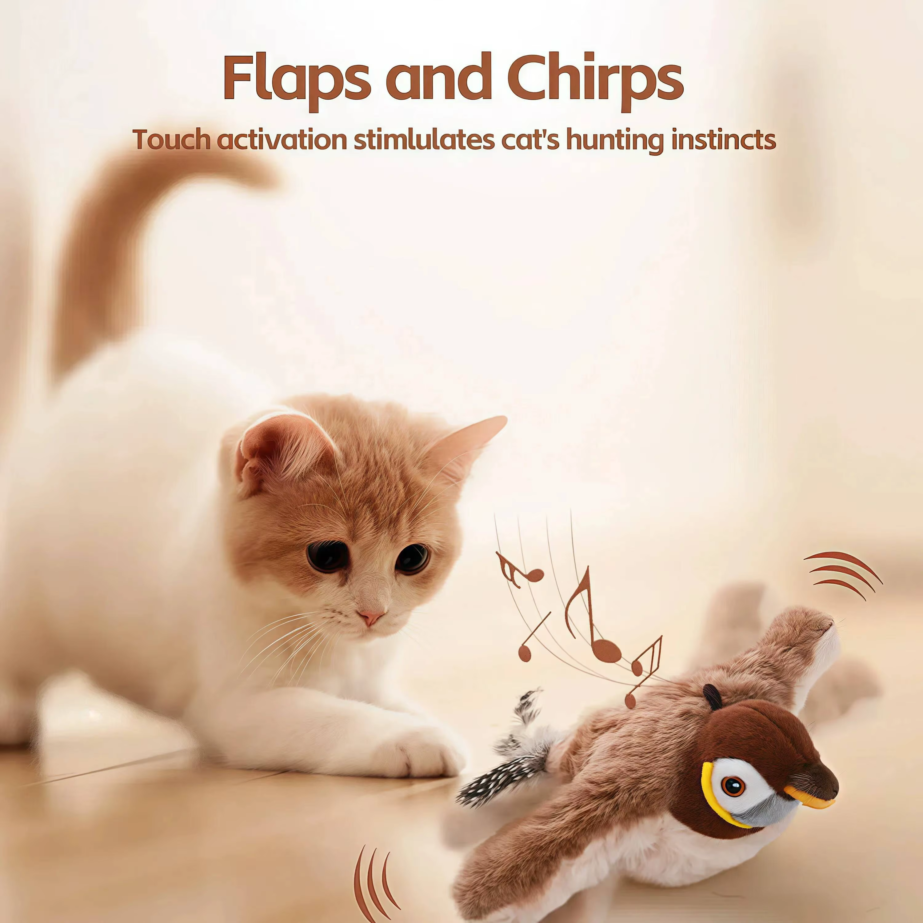 New Simulated Bird Cat Toy Interactive Toys Dog Rechargeable Chirping Flapping Bird(no Flying) Touch Activated Plush Toy Pet — image 5