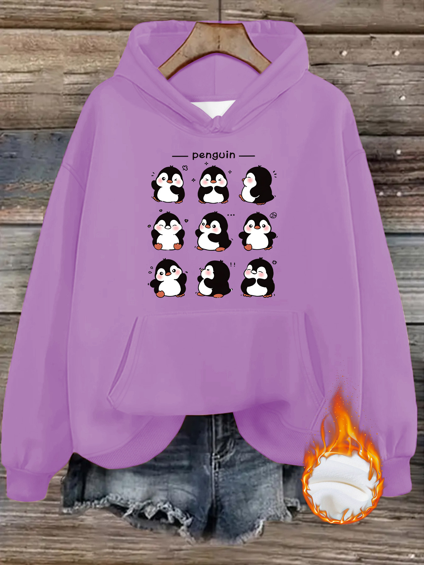 Penguin print hooded sweatshirt — image 14