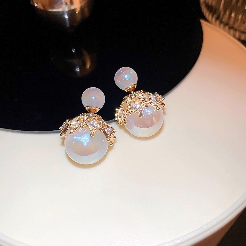 Mermaid Princess Pearl Double Sided Earrings Fashionable Light Luxury Style Earrings Temperament Versatile Shu Earrings — image 2