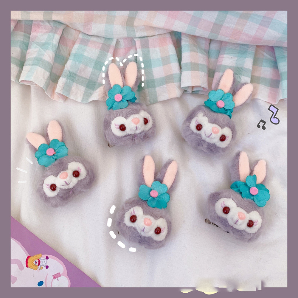Broche de conejo de peluche en estilo japonés, miniatura de muñeca de niña, adorno suave y divertido para bolsos o chaquetas — imagen 1