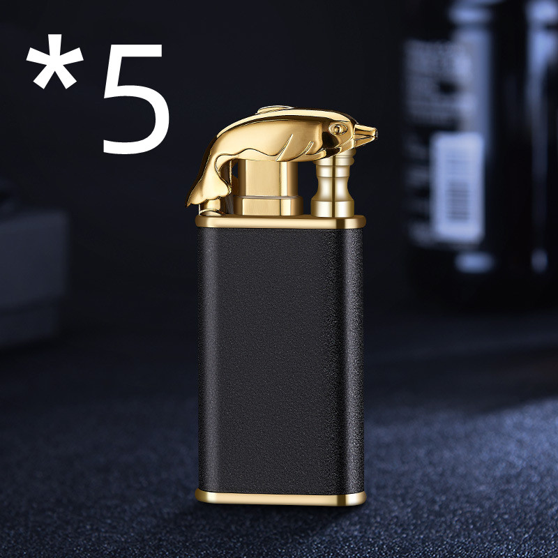 Creative Blue Flame Lighter Dolphin Dragon Tiger Double Fire Metal Winproof Lighter Inflatable Lighter — image 56