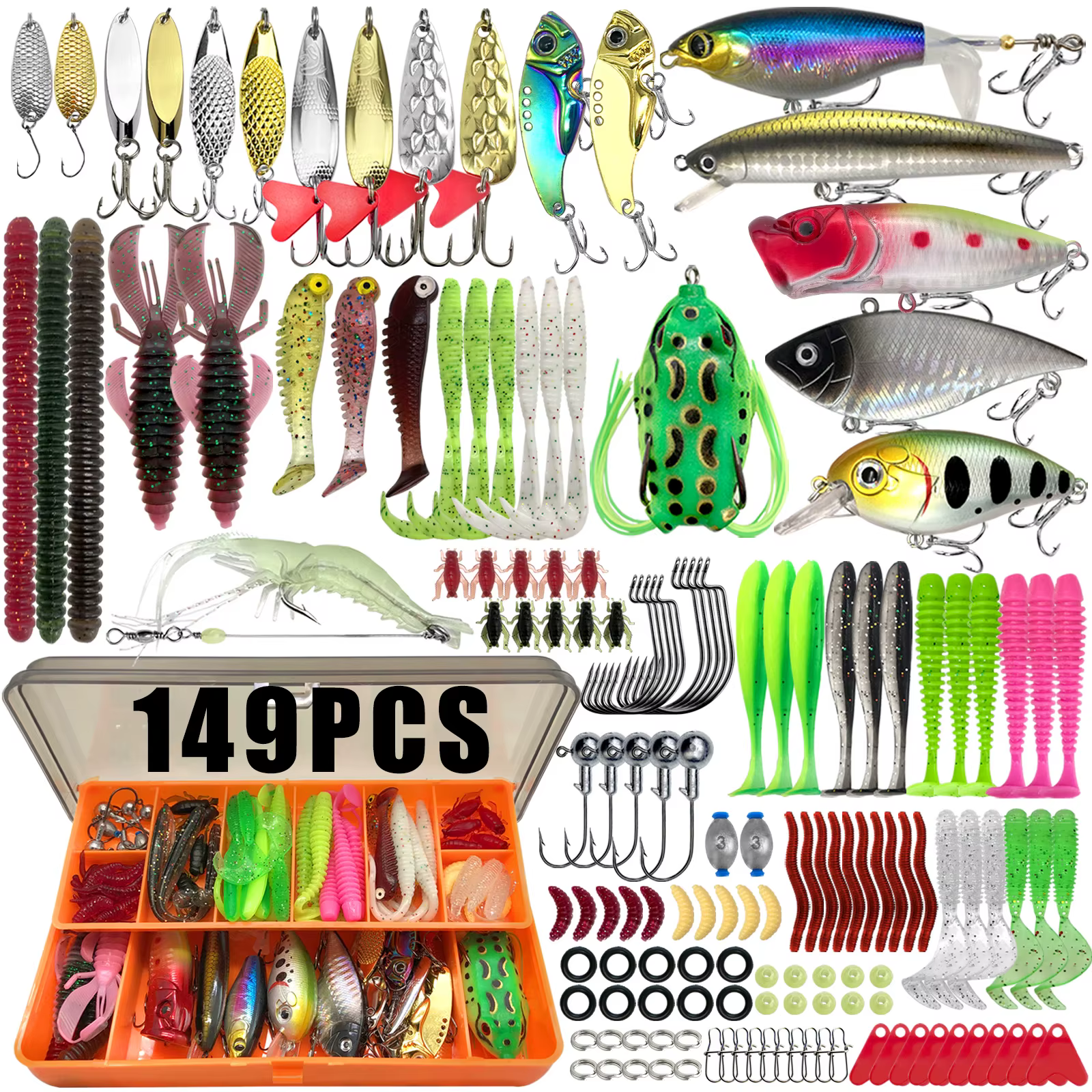 86/88/136/149/366pcs Fishing Lure Kit For Trout/Pike/Bass Multi-Lure Fishing Set Layered Tackle Pro Gear Tackle Box — imagen 2