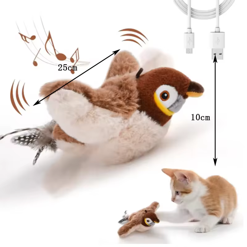 New Simulated Bird Cat Toy Interactive Toys Dog Rechargeable Chirping Flapping Bird(no Flying) Touch Activated Plush Toy Pet — image 6