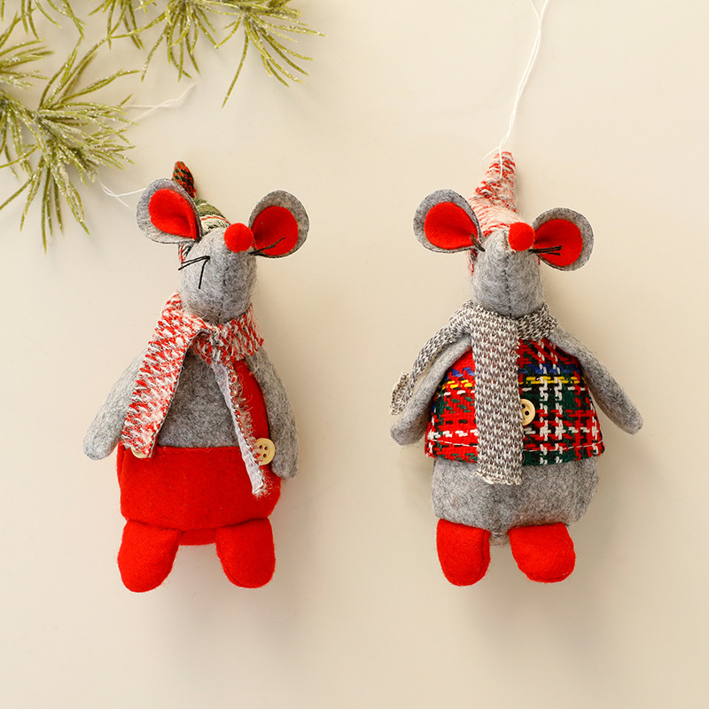 Christmas Mouse Plush Toy, Small Mouse Christmas Decoration Ornament Holiday Figurine for Display — image 3
