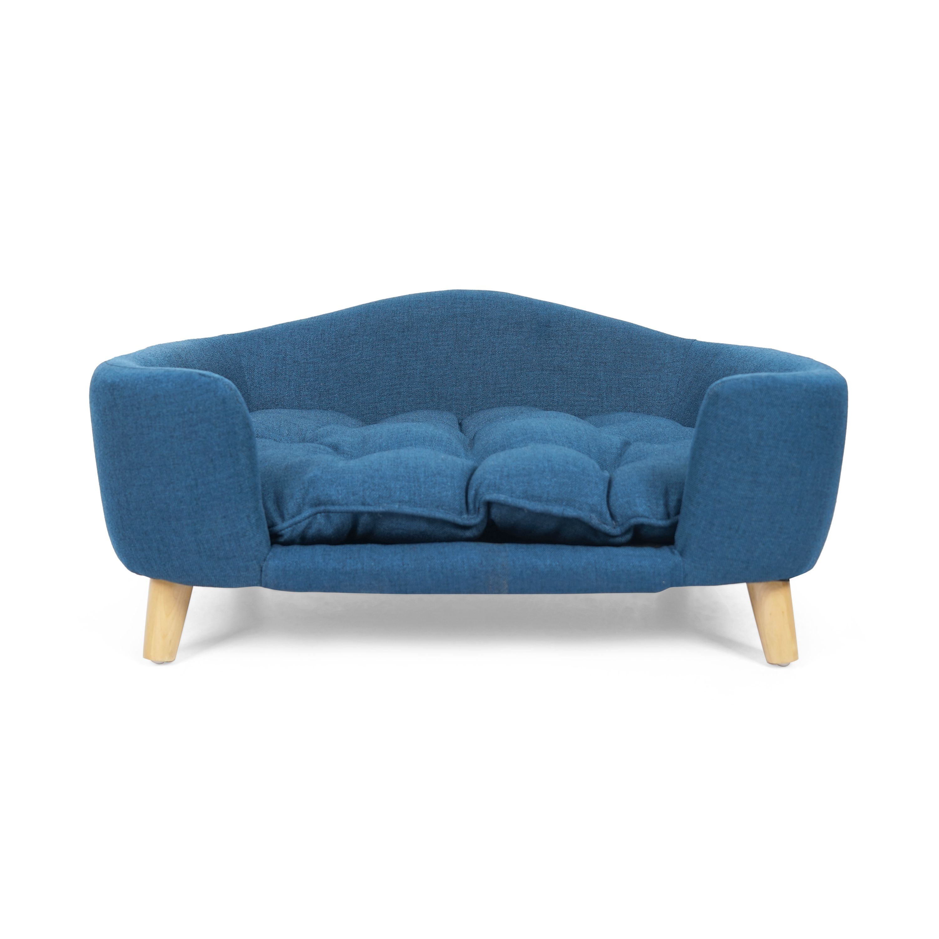 Cama para Perros Elevada con Soporte de Madera de Caucho y Espuma, Azul Marino, Fácil Montaje — imagen 2